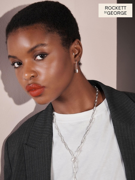 Rockett St George Silver Tone Safety Pin Earrings (B59334) | £14