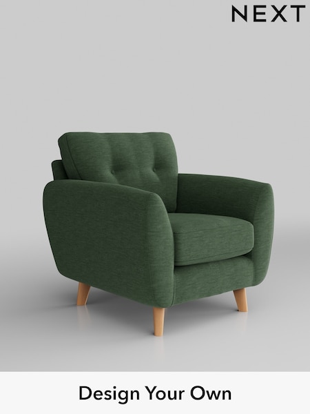Fine Chenille Easy Clean/Mid Khaki Green Wilson Buttoned Back (B59584) | £599