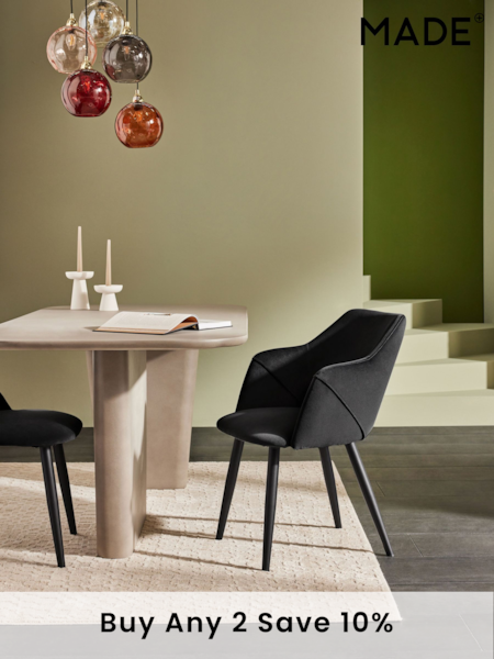 MADE.COM Set of 2 Charcoal Black Lule Arm Dining Chairs (B59676) | £329