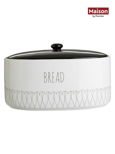 Maison by Premier White Heartlines Bread Canister (B59753) | £63