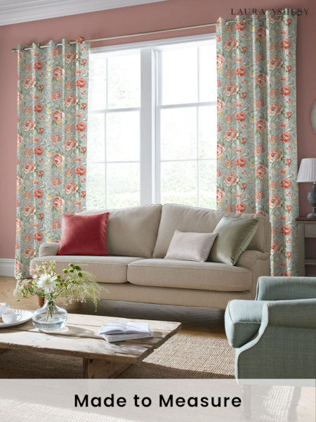 Laura Ashley Ochre Yellow Wild Roses Made to Measure 100% Cotton Curtains (B59960) | £91