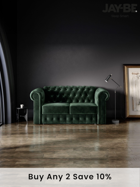 Jay-Be Luxe Velvet Bottle Green Chesterfield 2 Seater Sofa Bed (B60091) | £3,095
