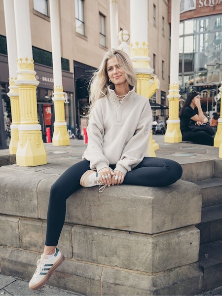 Gym + Coffee Beige Womens Snap Collar Sierra Sweatshirt (B60131) | £65