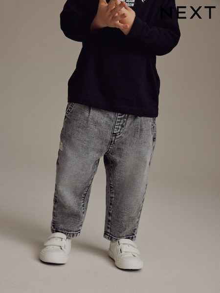 Grey Denim 100% Cotton Pleat Front Jeans (3mths-7yrs) (B60166) | £13 - £15