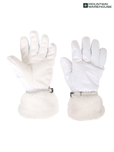 Mountain Warehouse White Womens Parallax Waterproof Ski Gloves (B60579) | £31