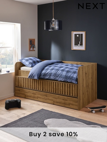 Oak Effect Kids Oslo Bronx Storage Frame with Trundle Bed Drawers (B60798) | £815