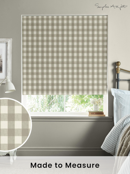 Sophie Allport Natural Stone Gingham Made to Measure 100% Cotton Roman Blinds (B60964) | £79