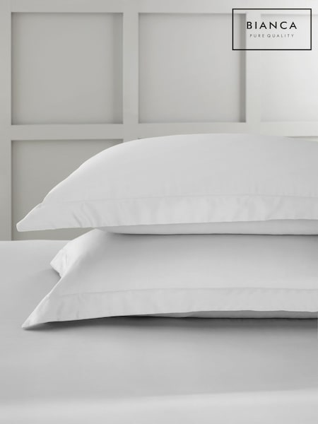 Bianca Set of 2 Dove Grey 400 Thread Count 100% Cotton Sateen Oxford Pillowcases (B61038) | £14