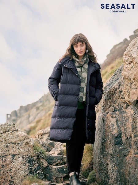 Seasalt Cornwall Ink Black Petite Holywell Bay Waterproof Coat (B61226) | £225