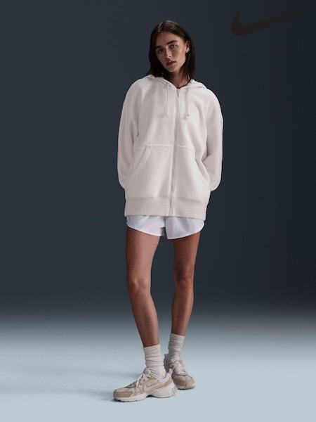 Nike Cream Phoenix Plush Oversized Cozy Fleece Full-Zip Hoodie (B61376) | £80