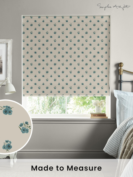 Sophie Allport Blue Poppies Made to Measure 100% Cotton Roman Blinds (B61553) | £79