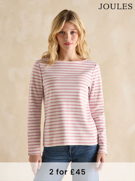 Joules Harbour Lilac/White Boat Neck Breton Top (B61599) | £30