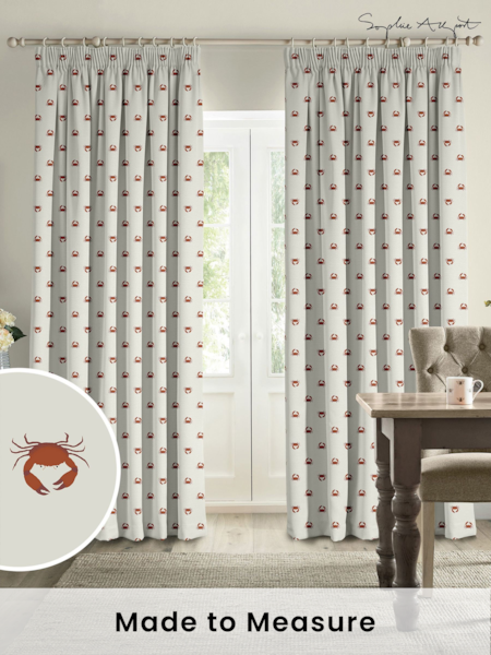 Sophie Allport White Crab Made to Measure 100% Cotton Curtains (B61672) | £91