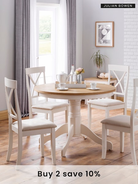 Julian Bowen Ivory Oak Davenport Round Pedestal Table (B61691) | £265