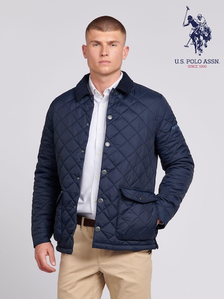 U.S. Polo Assn. Blue Mens Quilted Collared Jacket (B61706) | £150