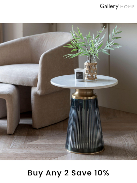 Gallery Home Blue Marrakesh Glass and Marble Side Table (B61840) | £291