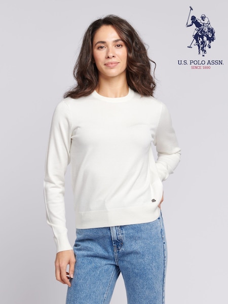 U.S. Polo Assn. White Regular Fit Womens Crew Neck Jumper (B61916) | £60