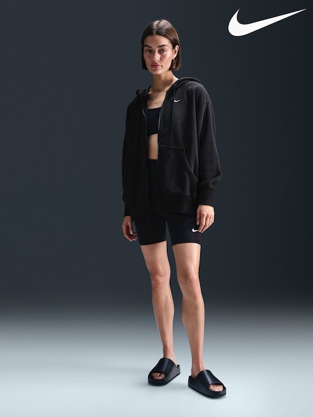 Nike Black Phoenix Plush Oversized Cozy Fleece Full-Zip Hoodie (B62246) | £80