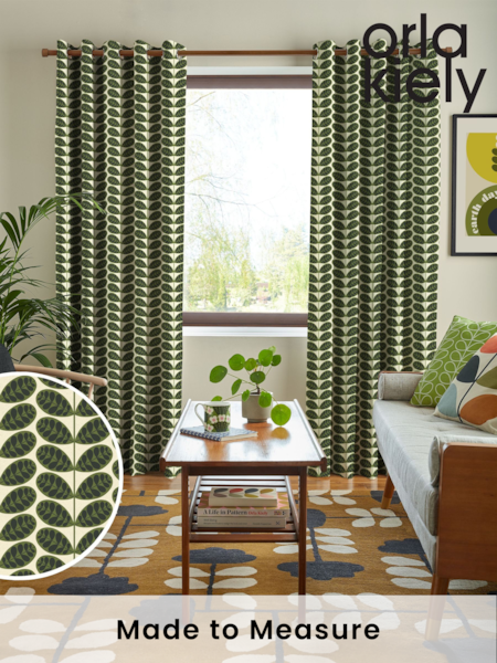 Orla Kiely Olive Green Botanica Stem Made to Measure 100% Cotton Curtains (B62251) | £91