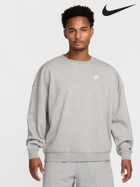 Nike Heather Grey Oversized Club Fleece Sweatshirt (B62368) | £55