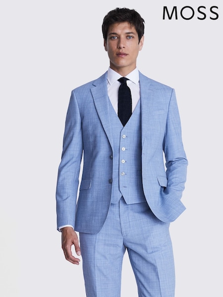 MOSS Sky Blue Slim Fit Marl Jacket (B62907) | £179