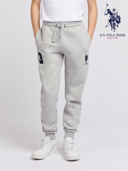 U.S. Polo Assn. Grey Boys Player 3 100% Cotton Joggers (B63056) | £40 - £48