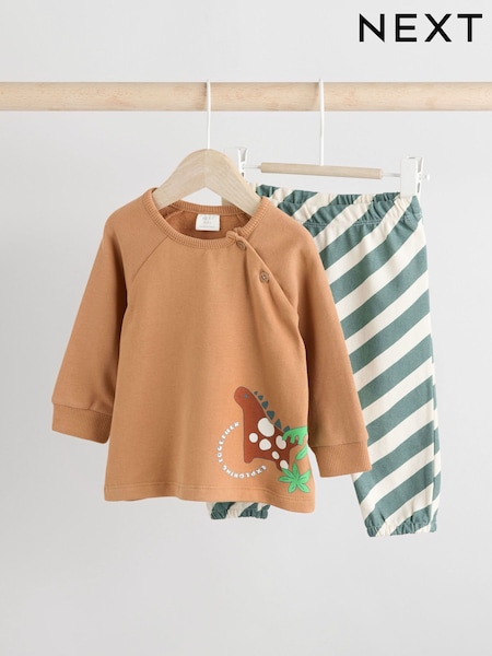 Rust/Green Dino Baby Top And Leggings Set (B63162) | £13 - £15