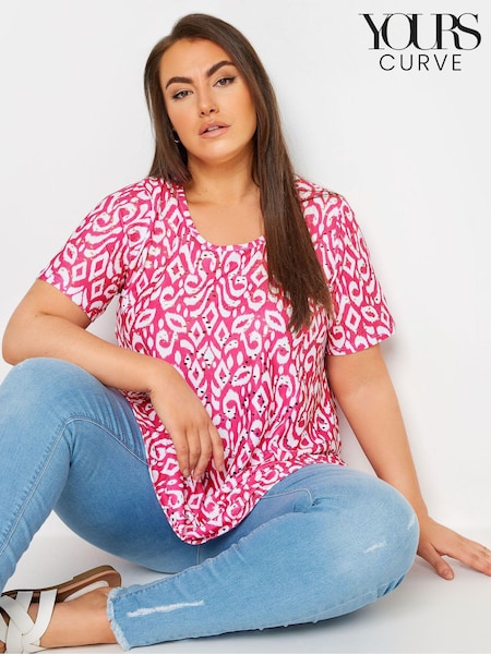 Yours Curve Pink Broderie Swing T-Shirt (B63313) | £22