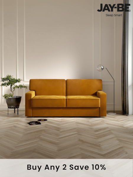 Jay-Be Luxe Velvet Saffron Yellow Linea 3 Seater Sofa Bed (B63574) | £2,400