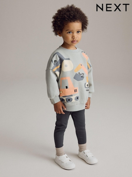Light Blue Diggers All Over Print Sweatshirt and Leggings Set (3mths-7yrs) (B63738) | £12 - £16