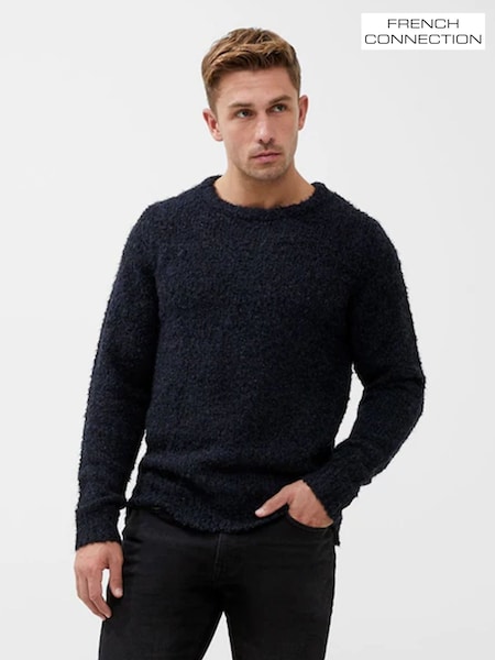 French Connection Blue Twisted Boucle Crew Neck Jumper (B63944) | £45