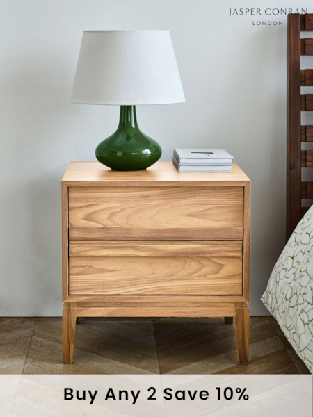 Jasper Conran London Oak 2 Drawer Belgrave Walnut 2 Drawer Bedside (B64515) | £349