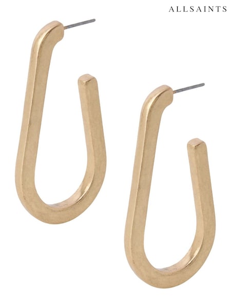AllSaints Gold Tone Stone Carabiner Hoop Earrings (B64592) | £29
