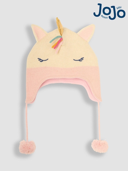JoJo Maman Bébé Cream Unicorn Pom Pom Hat (B65241) | £16.50