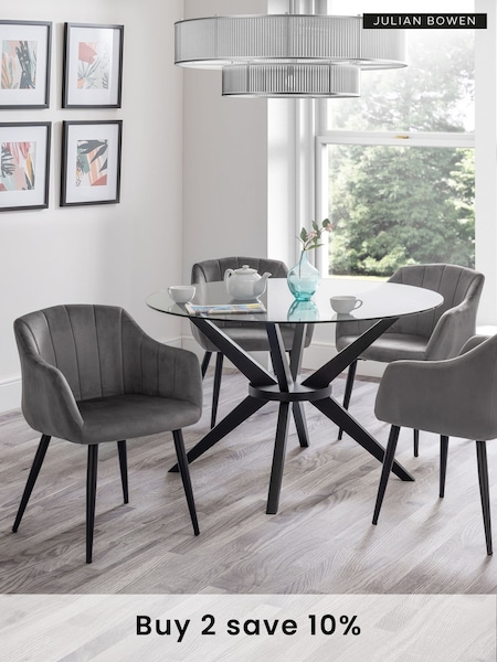 Julian Bowen Set of 2 Grey Hobart Scalloped Dining Chairs (B65320) | £215