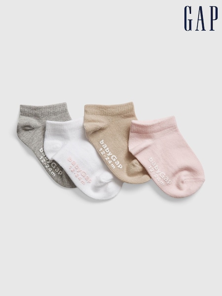 Gap Grey Toddler 4 Pack No Show Socks (Newborn-5yrs) (B65403) | £8