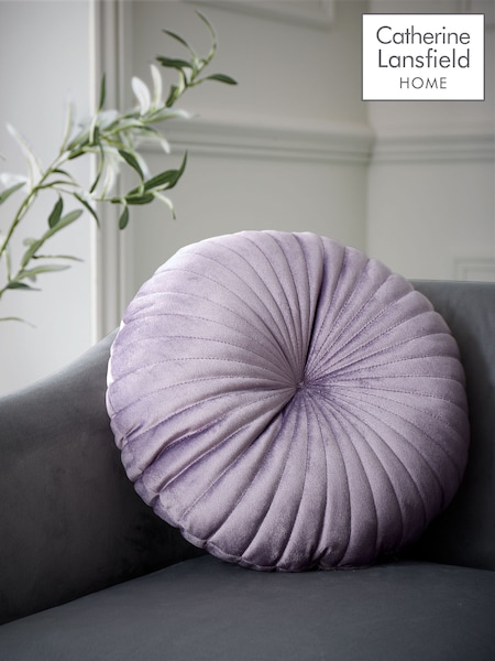 Catherine Lansfield Lilac Round Soft Touch Cushion (B65576) | £13