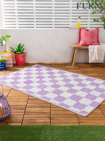 Furn Lilac Check Indoor Outdoor Rug (B65625) | £18