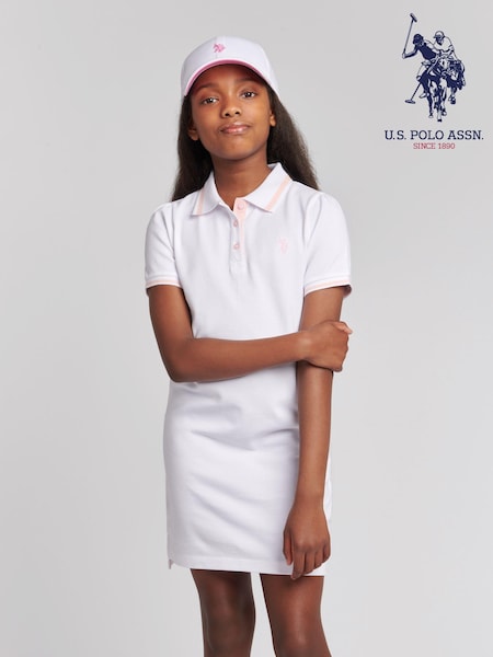 U.S. Polo Assn. White Girls Polo Dress (B65896) | £40 - £48