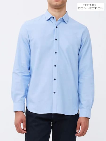French Connection Blue Long Sleeve 100% Cotton Shirt (B65944) | £45