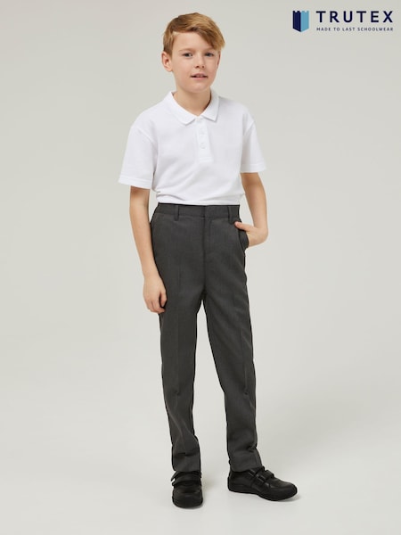 Trutex Boys Regular Leg Grey 2 Pack School Trousers (B66100) | £27 - £32