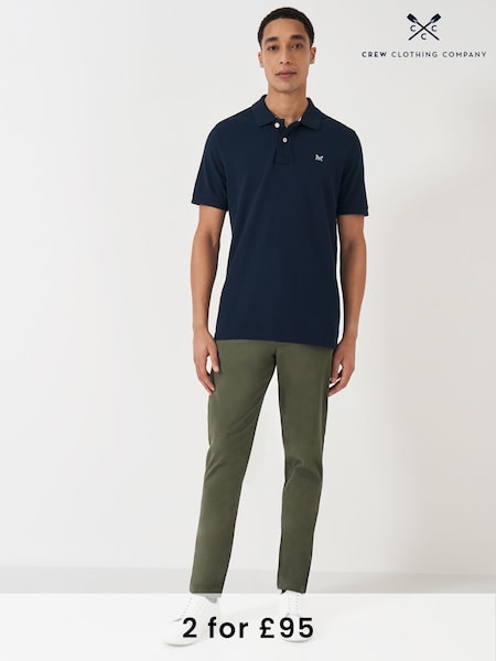 Crew Clothing Company Green Slim Chinos Trousers (B66300) | £65