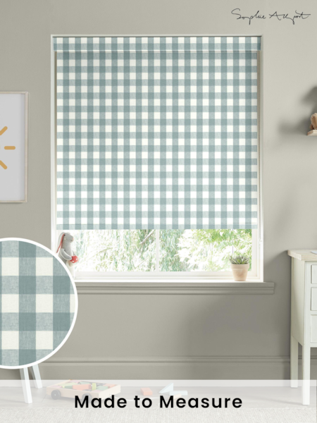 Sophie Allport Teal Blue Gingham Made to Measure Roller Blinds (B66461) | £58