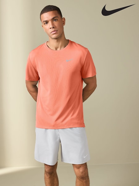Nike Orange Dri-FIT Miler Running T-Shirt (B66488) | £33