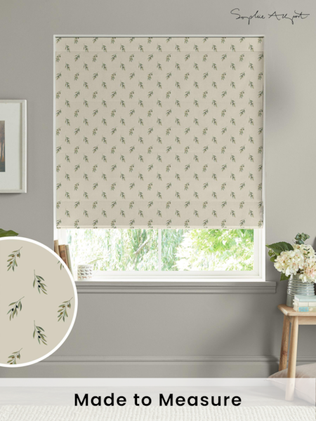 Sophie Allport Neutral Green Olive Made to Measure 100% Cotton Roman Blinds (B66608) | £79