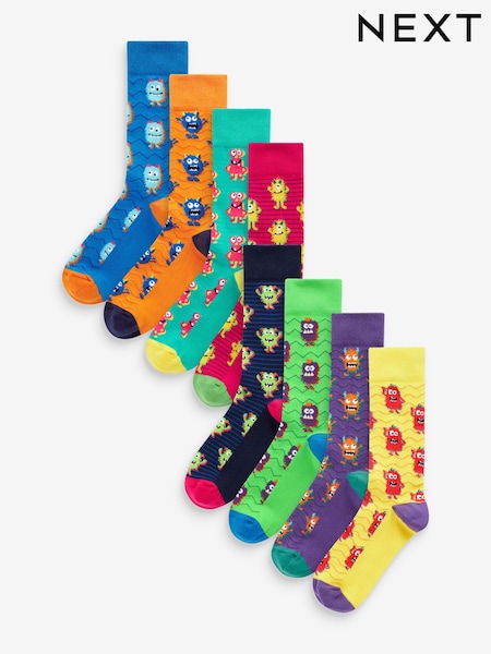 Bright Monsters Fun Pattern Socks 8 Pack (B66661) | £22