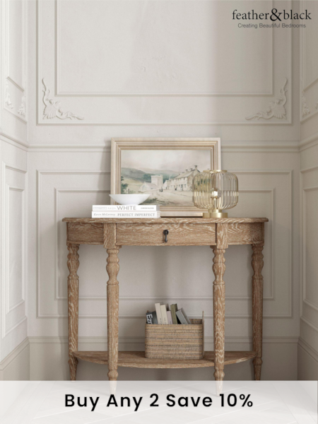 Feather & Black Weathered Oak Loire Wooden Half Moon Console Table (B66981) | £550