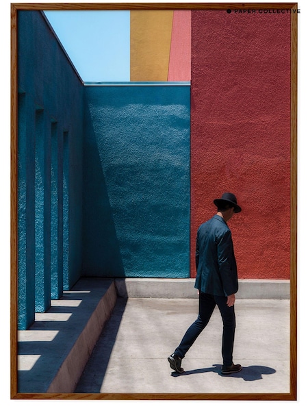 Paper Collective Blue Primary Spaces Framed Wall Art Print in Dark Oak Frame (B67116) | £70 - £110