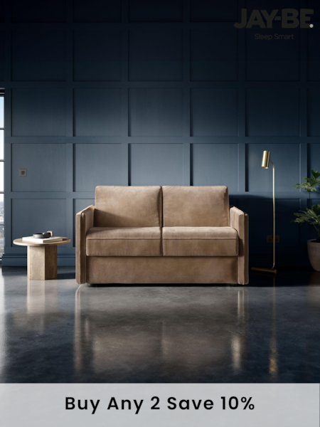 Jay-Be Luxe Velvet Cedar Mink Brown Slim 2 Seater Sofa Bed (B67237) | £2,080