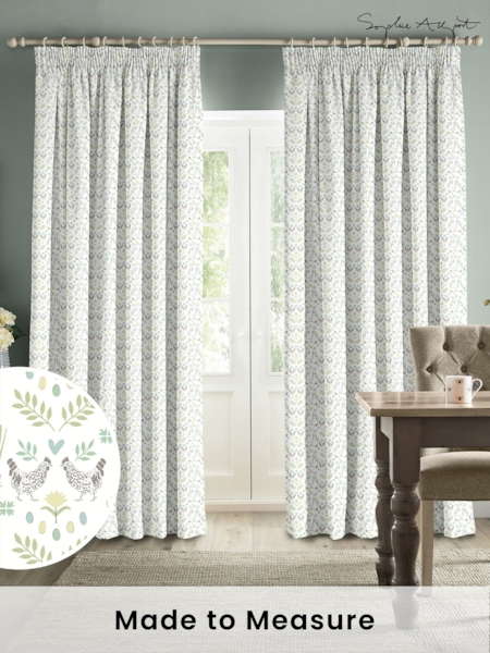Sophie Allport White Spring Chick Made to Measure 100% Cotton Curtains (B67360) | £91